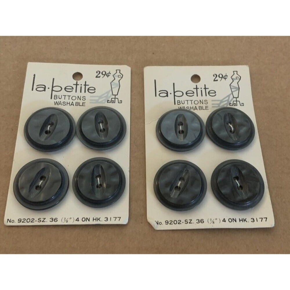 Vintage La Petite buttons 9202 Grey Size 36 (7/8") Washable 4 on HK NOS Japan